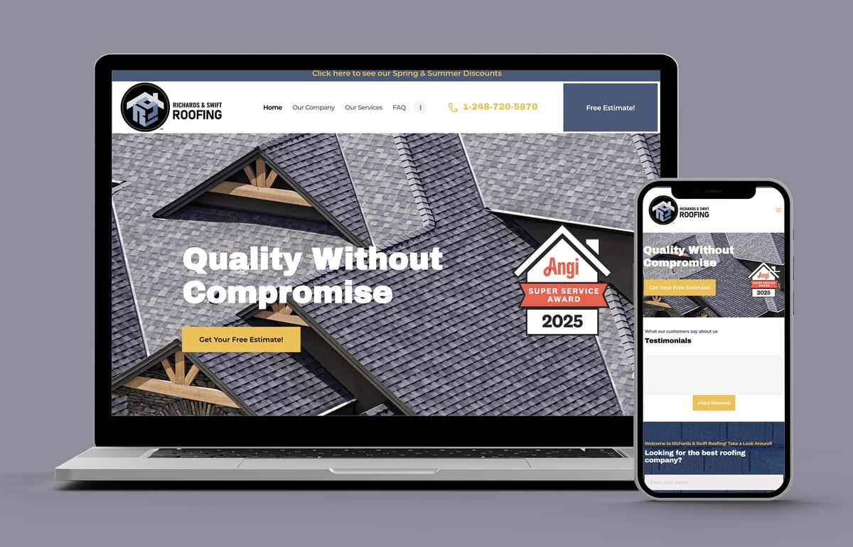 Richards & Swift Roofing — website designed and built by 360 Design Partners