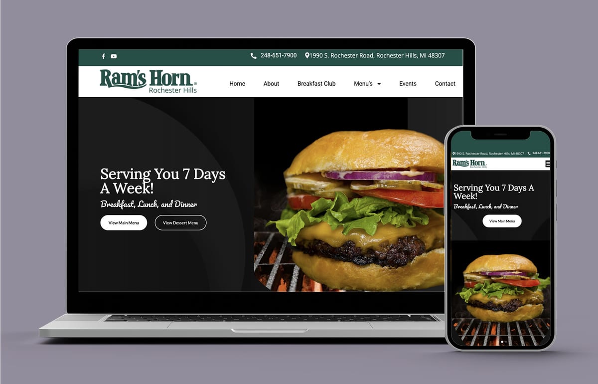 Ram's Horn Rochester — website designed and built by 360 Design Partners