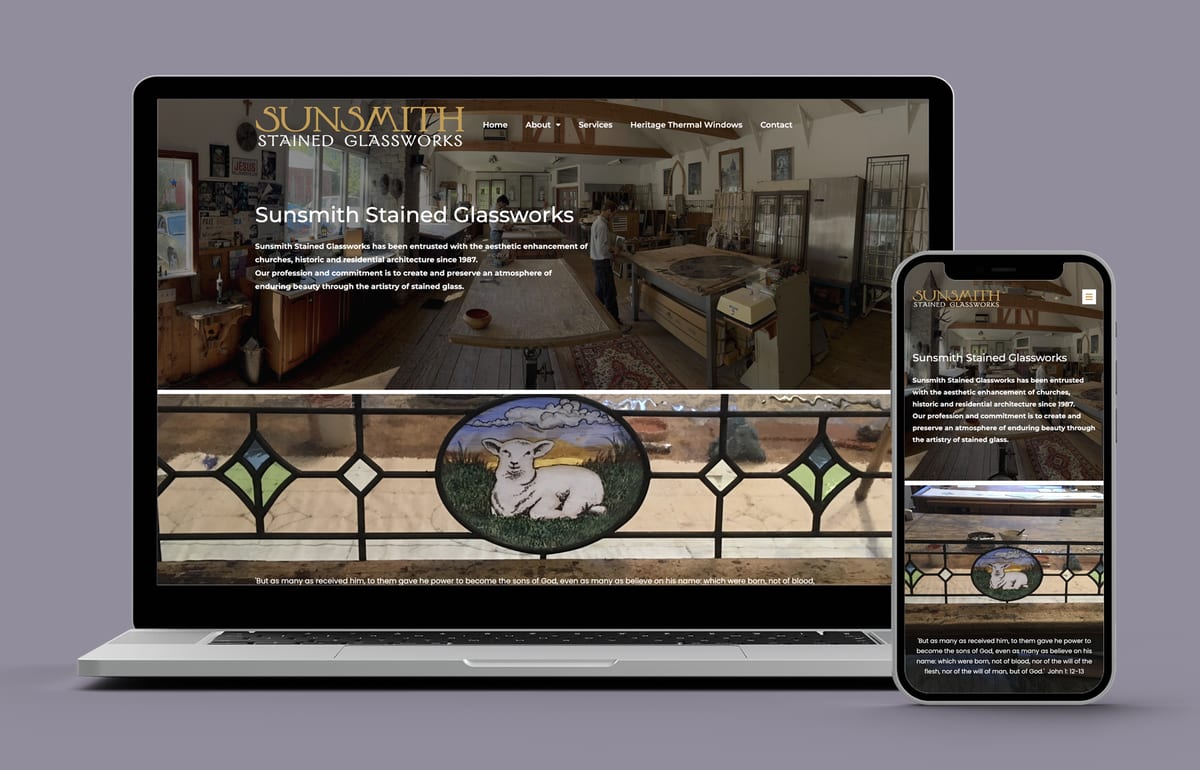 Sunsmith Glass — website designed and built by 360 Design Partners