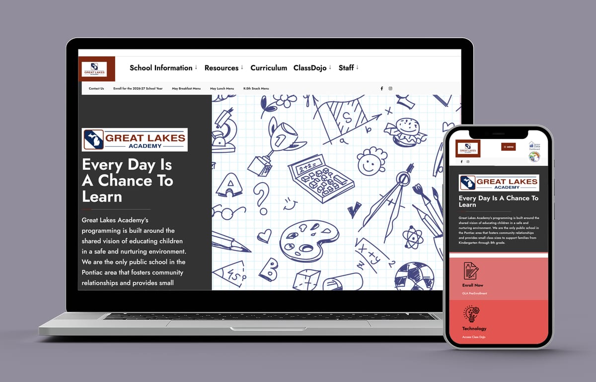 Great Lakes Academy — website designed and built by 360 Design Partners