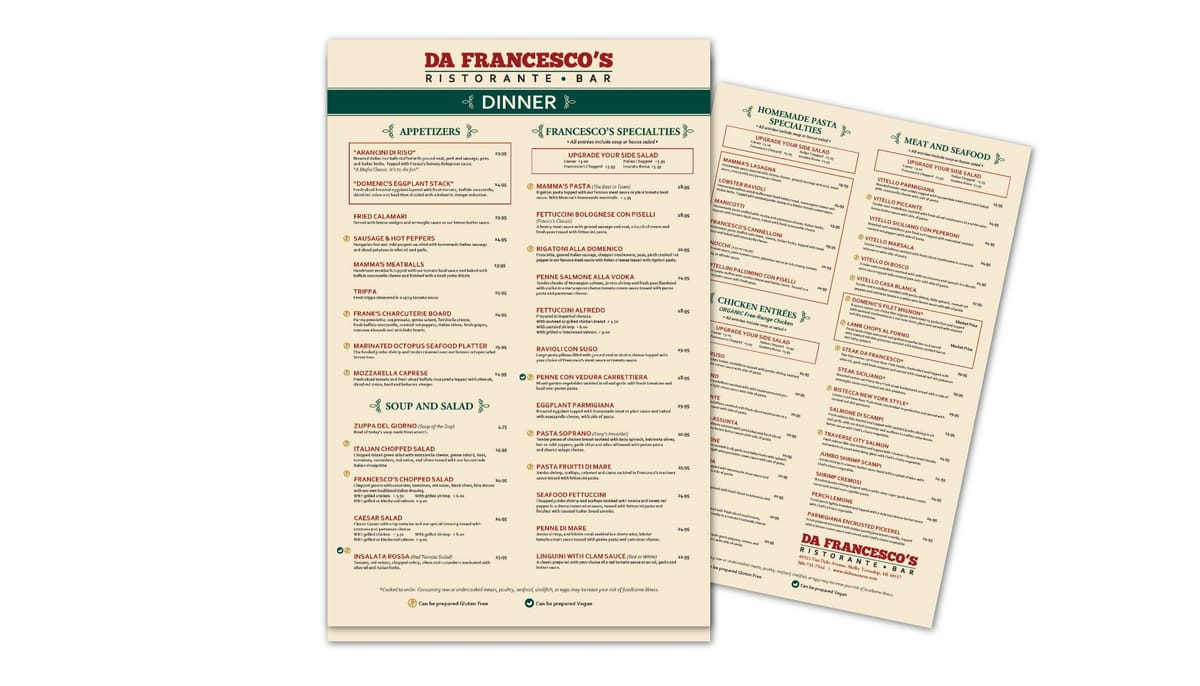Menu layout design